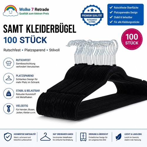 Kleiderbügel schwarz samt - schwarz,